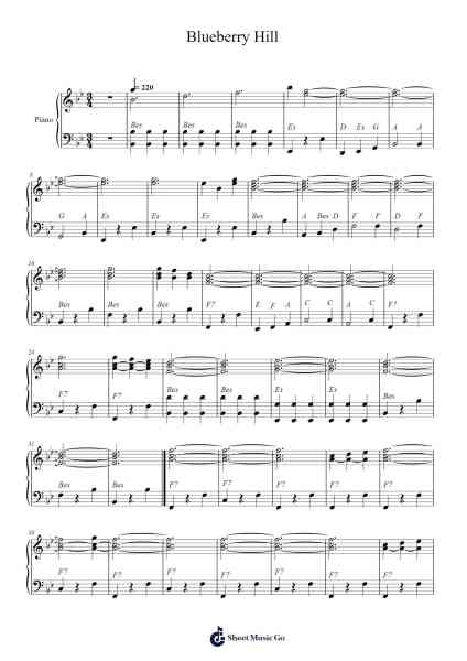 Blueberry Hill Sheet Music by Fats Domino-Arr.Humlouie
