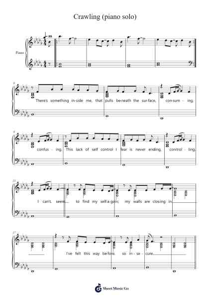 Crawling (piano solo) Musica per pianoforte di - Arr.Thomfrank Springper