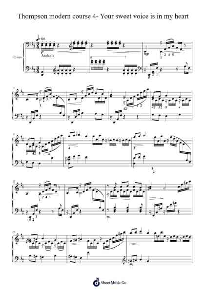 Thompson modern course 4- Your sweet voice is in my heart Sheet Music by John Thompson-Arr.Kingsgust