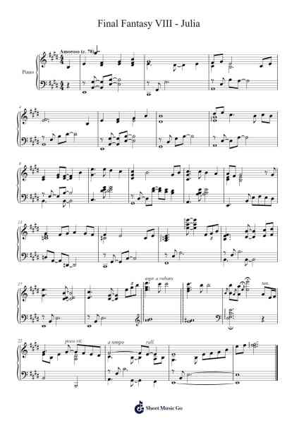 Final Fantasy VIII - Julia Sheet Music by Nobuo Uematsu-Arr.Boothmore Petwald