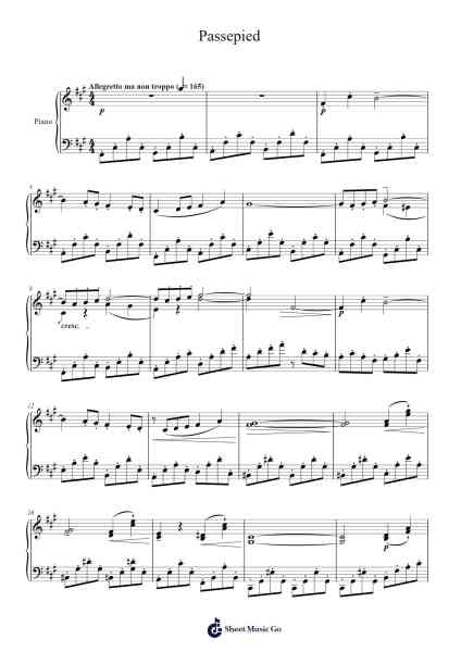 Suite Bergamasque: III. Passepied in A Minor Sheet Music by Claude Debussy-Arr.Oted Brostowe