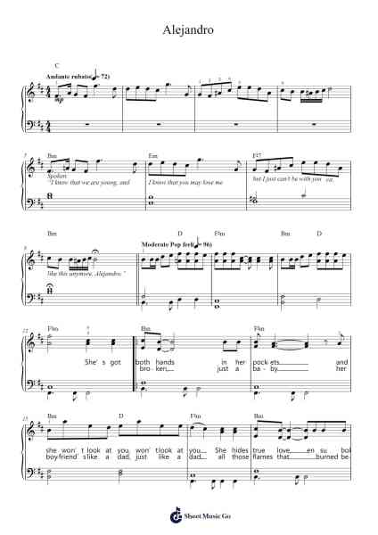 Alejandro Sheet Music by Lady Gaga-Arr.Millsharp Waygrace