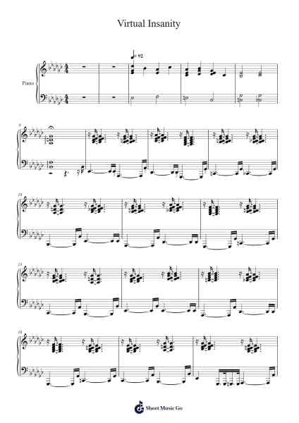 Virtual Insanity Sheet Music by Jamiroquai-Arr.Juddton Mucott