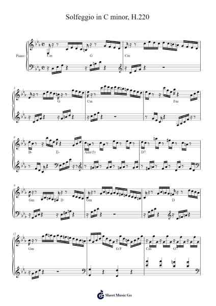 Solfeggio in C Minor, H. 220 Sheet Music by Carl Philipp Emanuel Bach-Arr.Simpnence