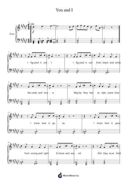 You and I Sheet Music by Zakura-Arr.Cashshop