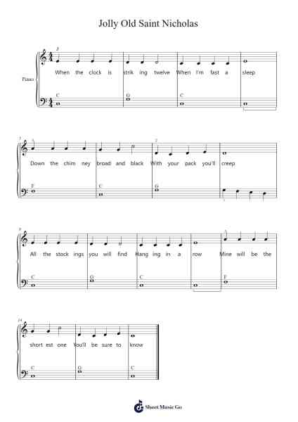 Jolly Old Saint Nicholas Sheet Music by -Arr.Bclark