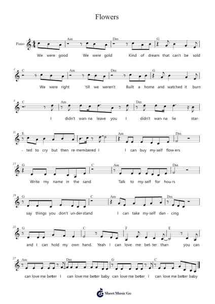 Flowers Sheet Music by Miley Cyrus-Arr.Bellper Cowcolm