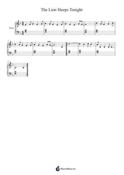 The Lion Sleeps Tonight Sheet Music by The Tokens-Arr.Chrisriah Sheicia