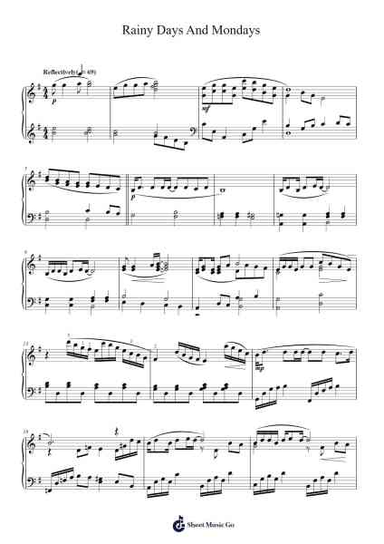 Rainy Days And Mondays Sheet Music by Carpenters-Arr.Wattle