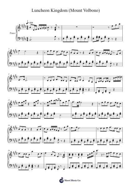 Super Mario Odyssey - Luncheon Kingdom (Mount Volbono) Sheet Music by Koji Kondo-Arr.Toutpeg