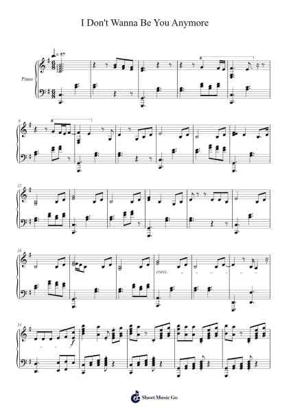 I Don't Wanna Be You Anymore Sheet Music by Billie Eilish-Arr.Wyattnix Abniel