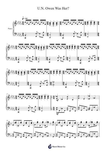 U.N. Owen Was Her? Sheet Music by ZUN-Arr.Humbart Browningboyd