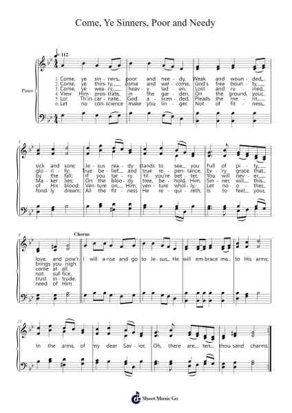 Come, Ye Sinners, Poor and Needy Sheet Music by William Walker-Arr.Yuleboyle Kingshous