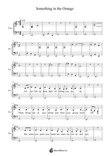 Something in the Orange Sheet Music by Zach Bryan-Arr.Strongco