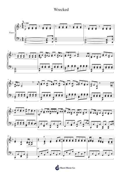 Wrecked Nuty na fortepian przez Imagine Dragons-Arr.Hilltim Moobright