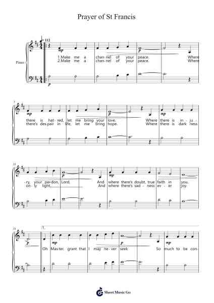 Prayer of St Francis Sheet Music by Sebastian Temple-Arr.Osham Noelchi
