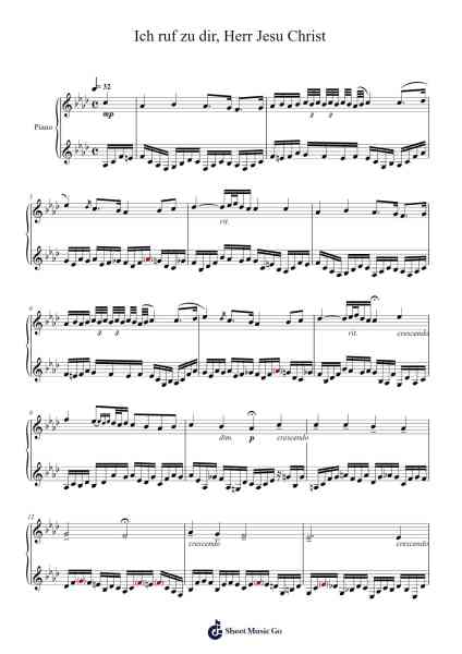 Ich ruf zu dir, Herr Jesu Christ, BWV 639 Sheet Music by Johann Sebastian Bach-Arr.Polwer Sharpger