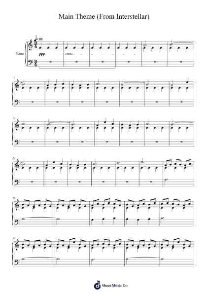 Main Theme (From Interstellar) Sheet Music by Hans Zimmer-Arr.Bulgy Boylebaird