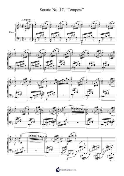 Sonata No. 17 in D Minor, Op. 31, No. 2 "Tempest" Sheet Music by Ludwig van Beethoven-Arr.Kirkjoel