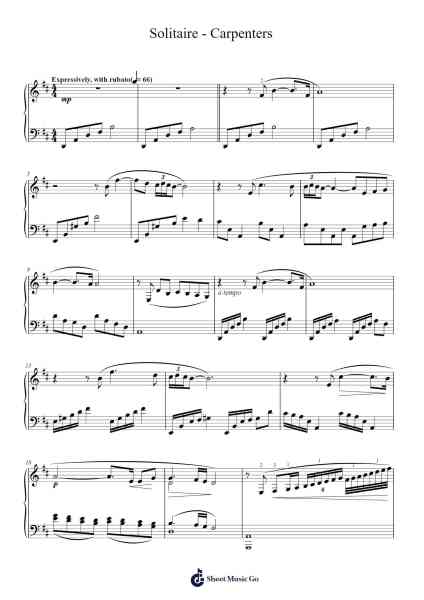 Solitaire - Carpenters Sheet Music by The Carpenters-Arr.Shelmore Yetgrant