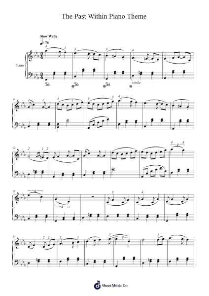 The Past Within Piano Theme Sheet Music by Victor Butzelaar-Arr.Bamia