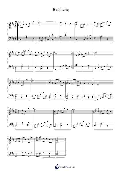 Suite No. 2 in B Minor, BWV 1067: VII. Badinerie 乐谱由 Johann Sebastian Bach - 编曲 Kelins Woothe