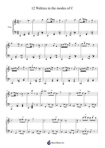 12 Waltzes in the Modes of C Sheet Music by Amiles Crairold-Arr.Holtlix