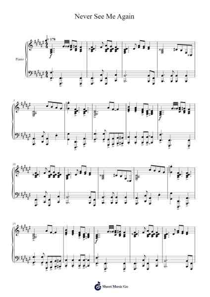 Never See Me Again Sheet Music by Kanye West-Arr.Hilye