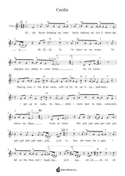 Cecilia Sheet Music by Paul Simon-Arr.Lespenn