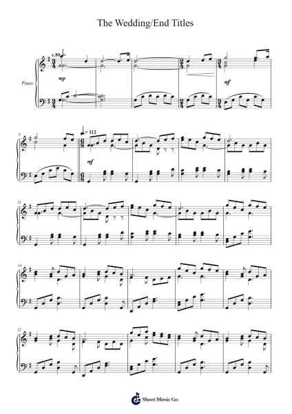 The Wedding/End Titles Sheet Music by Rachel Portman-Arr.Vabuck Clevevien