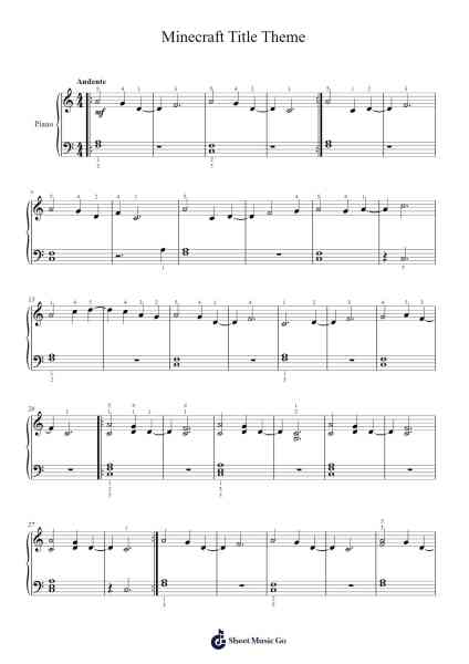 Minecraft Title Theme Sheet Music by Misc Computer Games-Arr.Ukuk Behill