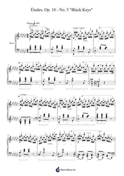 Études, Op. 10 - No. 5 in G♭ Major "Black Keys" Sheet Music by Frédéric Chopin-Arr.Motbrow