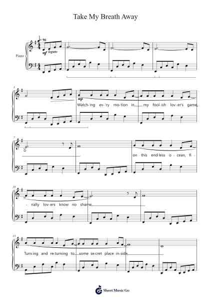Take My Breath Away Sheet Music by Berlin-Arr.Zangline