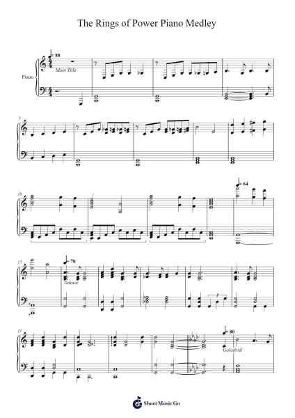 The Rings of Power Piano Medley Sheet Music by Bear McCreary-Arr.Chao'neil Wantience