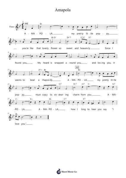 Amapola Sheet Music by Joseph M. La Calle-Arr.Midper