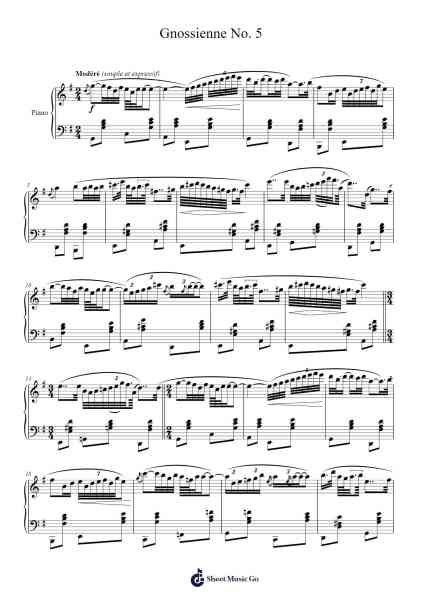 Gnossienne No. 5 Sheet Music by Erik Satie-Arr.Masid Wattmer