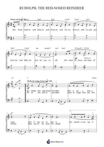 Rudolph, The Red-Nosed Reindeer Sheet Music by Johnny Marks-Arr.Evertrine Curcent