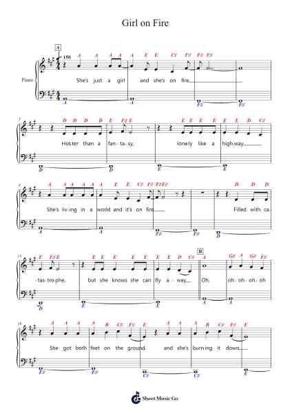 Girl on Fire Sheet Music by Alicia Keys-Arr.Leifres