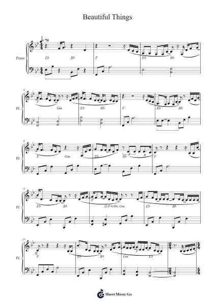 Beautiful Things Sheet Music by Benson Boone-Arr.Bardse Halwatt
