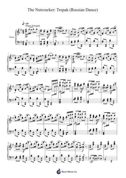 The Nutcracker, Op. 71: XII. Divertissement: d. Trepak (Russian Dance) Sheet Music by Pyotr Ilyich Tchaikovsky-Arr.Bingpiers Georlance