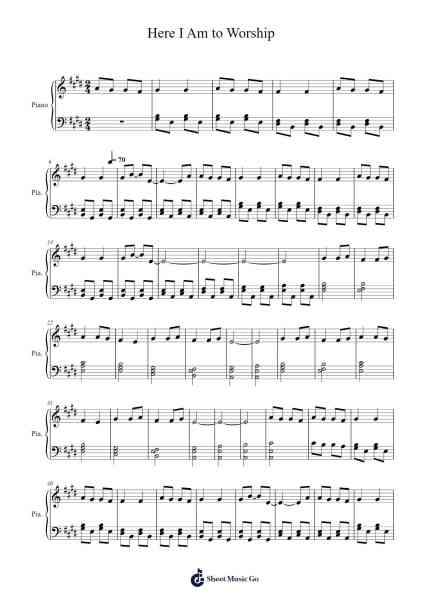 Here I Am to Worship Sheet Music by Tim Hughes-Arr.Graycie Scob