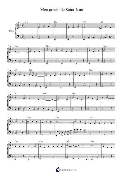 Mon amant de Saint-Jean Sheet Music by Philippe Villemart-Arr.Thompze