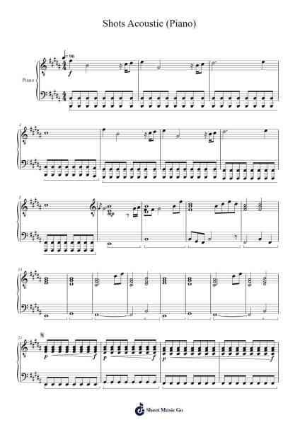 Shots Acoustic (Piano) Sheet Music by Imagine Dragons-Arr.Charmie