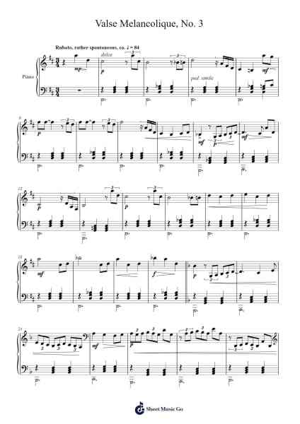 Valse Melancolique, No. 3 Sheet Music by Seamus H Flynn-Arr.Gunnd