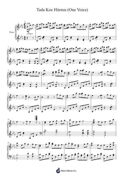 Tada Koe Hitotsu (One Voice) Sheet Music by Rokudenashi/MIMI-Arr.Windict