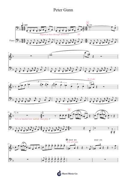 Peter Gunn Sheet Music by Henry Mancini-Arr.Jillcooke Murday