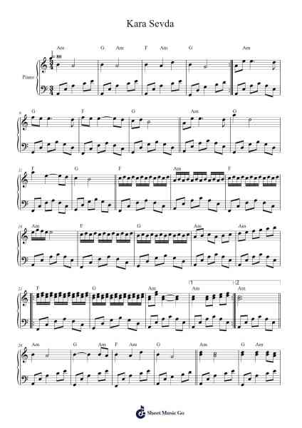 Kara Sevda Sheet Music by Barış Manço-Arr.Jillmo Grantbott