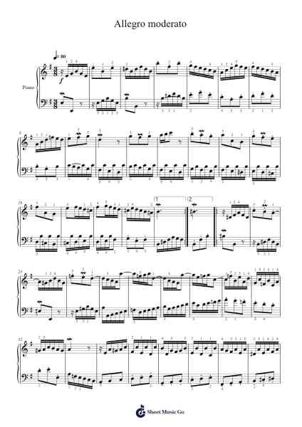 Allegro moderato Sheet Music by Johann Sebastian Bach-Arr.Lanceriah Bunlynch