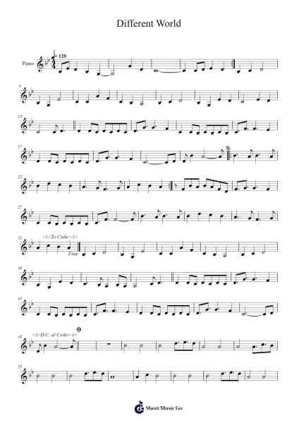 Different World Sheet Music by Alan Walker-Arr.Maudfox Mikejames