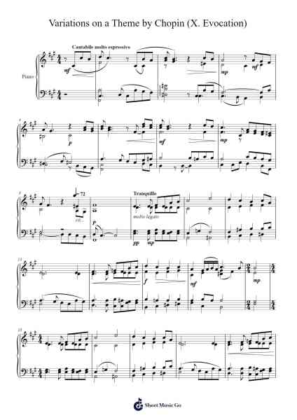 Variations on a Theme by Chopin (X. Evocation) Sheet Music by Mompou-Arr.Jorrell